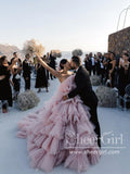 Layers Tulle Ball Gown Wedding Dress Drama Pink Wedding Dress AWD1919-SheerGirl