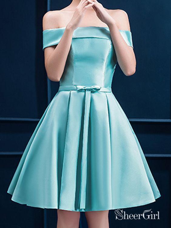 Light Blue Cheap Graduation Dresses Off the Shoulder Homecoming Dresses SheerGirl Light Blue Cheap Graduation Dresses Off the Shoulder Homecoming Dresses SheerGirl