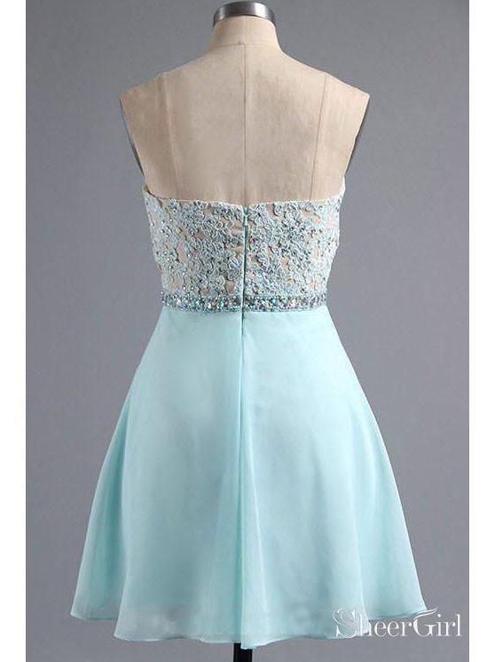 Light Blue Sweetheart Neck Chiffon Beaded Homecoming Dresses,apd2527-SheerGirl
