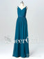 Vestido formal largo de gasa con espalda abierta y tirantes finos plisados Maxi vestidos de fiesta APD3248