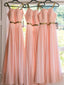 Vestidos de dama de honor largos de gasa rosa, vestidos de dama de honor de maternidad baratos APD3518