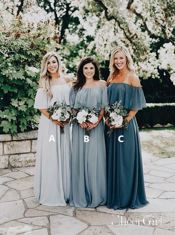 Long Chiffon Off the Shoulder Gray Mismatched Bridesmaid Dresses Cheap|Sheergirl.com SheerGirl Long Chiffon Off the Shoulder Gray Mismatched Bridesmaid Dresses Cheap|Sheergirl.com SheerGirl