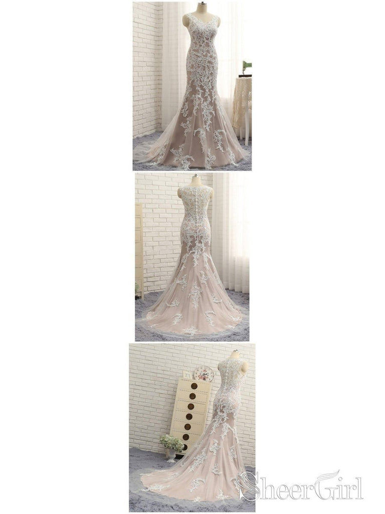 Long Mermaid Lace Appliqued Prom Dresses Plus Size Formal Evening Ball Gowns ARD1033-SheerGirl