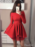 Long Sleeve Black Homecoming Dresses Mini Short Red Prom Dress ARD1733-SheerGirl