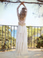 Vestidos de novia de encaje bohemio de manga larga Vestido de novia de playa transparente AWD1213