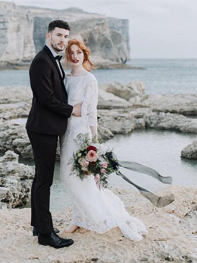 mob beach wedding dress A-line Spaghetti Strap White Lace Chiffon Beach Wedding Dress WD290 US6 / White main image 1