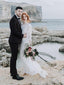 Vestidos de novia bohemios de encaje de manga larga Vestido de novia de playa transparente AWD1181