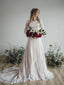 Vestidos de novia de encaje de manga larga, vestido de novia rústico vintage de talla grande awd1138