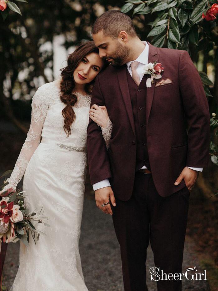 Long Sleeve Winter Lace Wedding Dresses Modest Mermaid Wedding Gowns AWD1360 Long Sleeve Winter Lace Wedding Dresses Modest Mermaid Wedding Gowns AWD1360