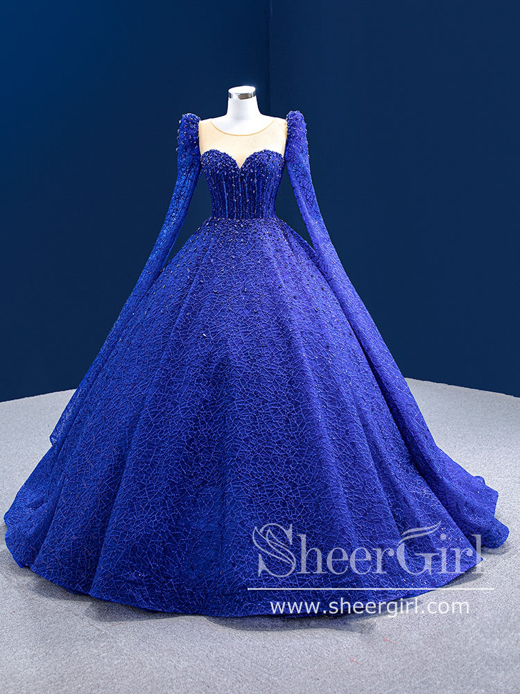 Long Sleeves Sweetheart Neckline Sequins Ball Gown Prom Dresses Sparkly Quinceanera Dresses ARD2846 Long Sleeves Sweetheart Neckline Sequins Ball Gown Prom Dresses Sparkly Quinceanera Dresses ARD2846