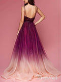 Maroon Ombre Prom Dresses V Neck Cheap Long Formal Dresses for Women ARD1343-SheerGirl