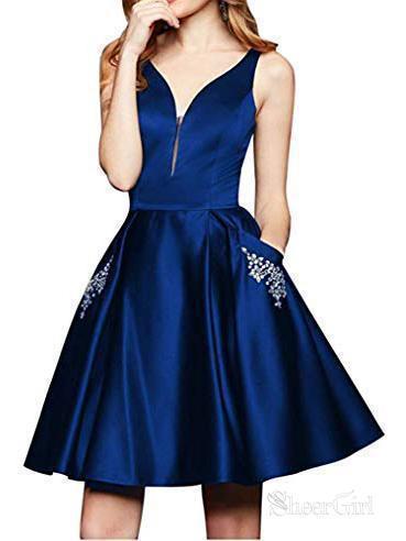 maroon and navy blue dress Maroon Short Homecoming Dresses with Pocket Cheap Homecoming Dress –  SheerGirl
