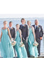 Maxi Barato Gasa Turquesa Vestidos Largos De Dama De Honor Vestido De Invitados De Boda Azul APD3519