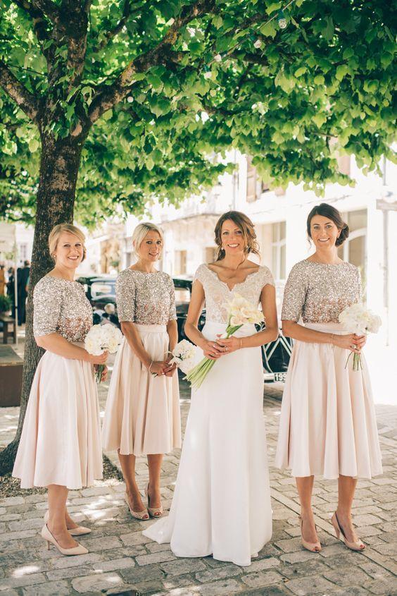 Midi Length Bridesmaid Dresses Half Sleeve Modest Mother of the Bride Dresses ARD1192-SheerGirl