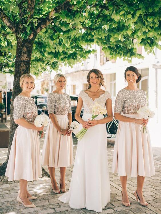 blue dress for baby girl Modest Bridesmaid Dresses with Short Sleeves main image 0