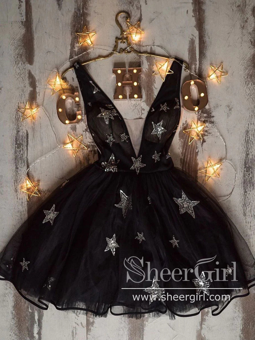 Mini Homecoming Dress Cute Star Black Cocktail Dresses ARD2765 Mini Homecoming Dress Cute Star Black Cocktail Dresses ARD2765