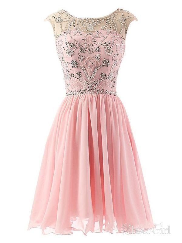 green emerald velvet dress Mini V Neck Champagne Beaded Chiffon Peach Short Homecoming Dresses ARD1487