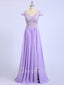 Vestidos de dama de honor modestos de encaje con hombros descubiertos y abertura ARD2343