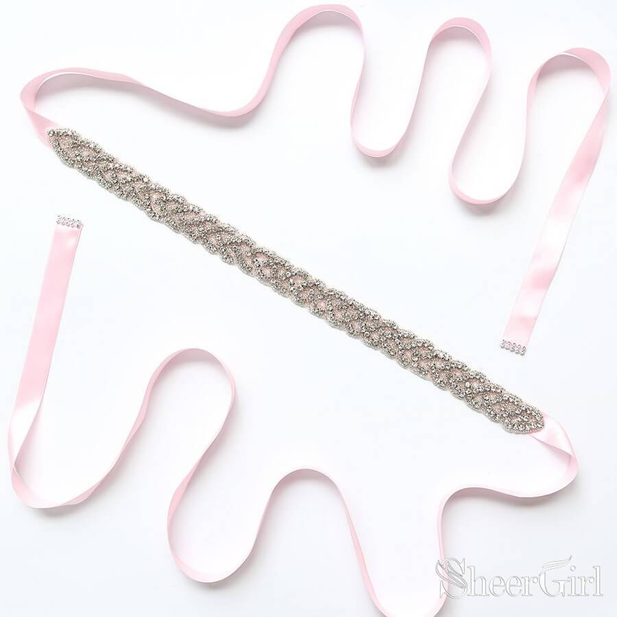 Navy Blue Crystal Sashes Bridal Sashe ACC1167-SheerGirl