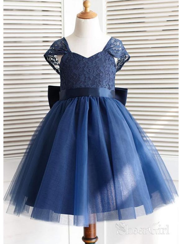 Navy Blue Toddler Flower Girl Dresses Lace Flower Girl Dress with Bow ARD1291 Navy Blue Toddler Flower Girl Dresses Lace Flower Girl Dress with Bow ARD1291