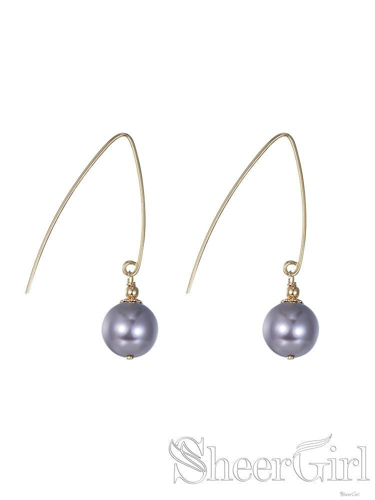 New Arrival! 925 Silver Gold Pyramid Stud Mauve Pearls Earrings EA4001-SheerGirl