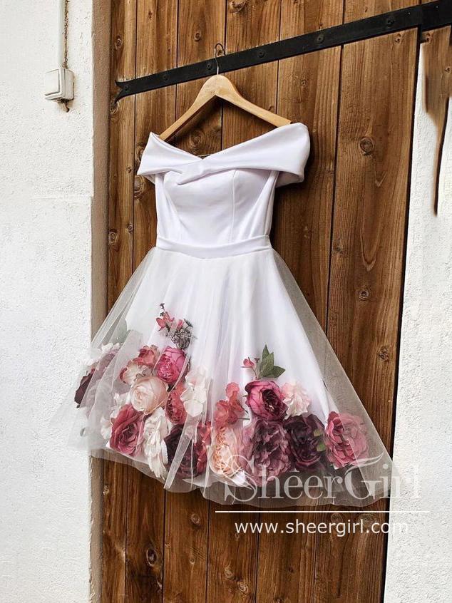 Off Shoulder 3D Flowers Homecoming Dresses Applique Short Prom Dress ARD2591 Off Shoulder 3D Flowers Homecoming Dresses Applique Short Prom Dress ARD2591