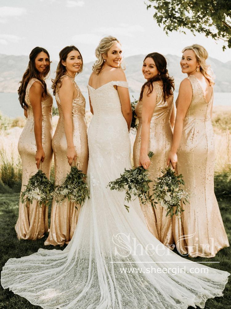 Off The Shoulder Ivory/White Mermaid Wedding Dresses Lace Wedding Gowns AWD1807 Off The Shoulder Ivory/White Mermaid Wedding Dresses Lace Wedding Gowns AWD1807