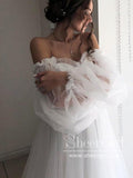 Off The Shoulder Puff Sleeve Prom Dress Tulle Long Evening Dresses ARD2404-SheerGirl