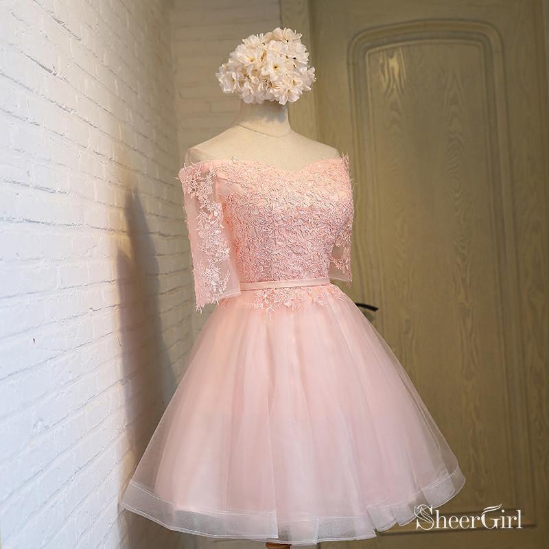Off shoulder Half Sleeves Lace Appliqued Short Prom Dresses,apd2483 Off shoulder Half Sleeves Lace Appliqued Short Prom Dresses,apd2483