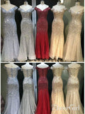 Off the Shoulder Beaded Organza Mermaid Prom Dresses Vintage Formal Evening Dress ARD1704-SheerGirl
