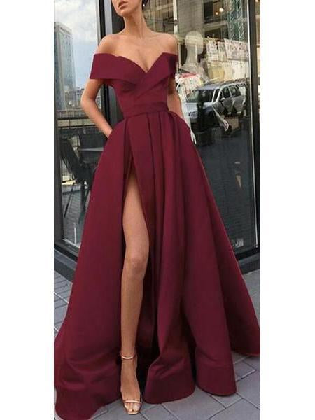 Off the Shoulder Cheap Prom Dresses with Pockets and Slit ARD2245 –  SheerGirl