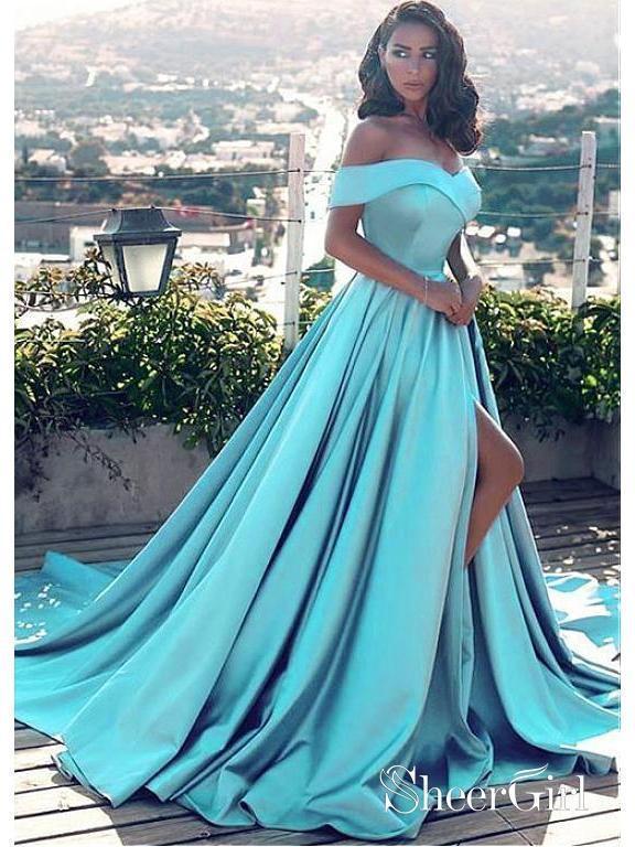 Off the Shoulder Maroon Prom Dresses Simple Cheap Long Prom Dresses ARD1342-SheerGirl