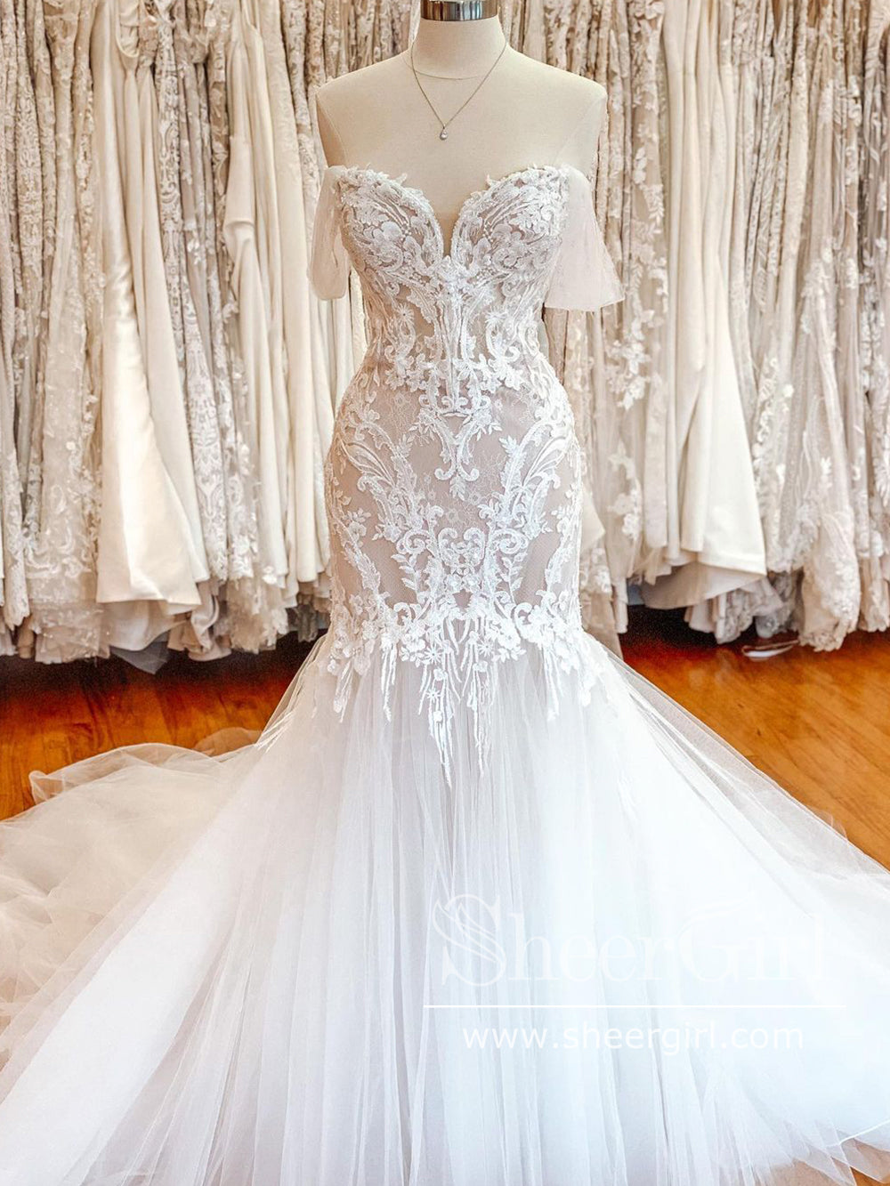 Off The Shoulder Mermaid Lace Wedding Dresses Sweetheart Neck Bridal Dress AWD1857 Off The Shoulder Mermaid Lace Wedding Dresses Sweetheart Neck Bridal Dress AWD1857