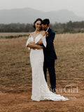 Off the Shoulder Mermaid Wedding Gown With V Neck Gorgeous Lace Wedding Dress AWD1810-SheerGirl