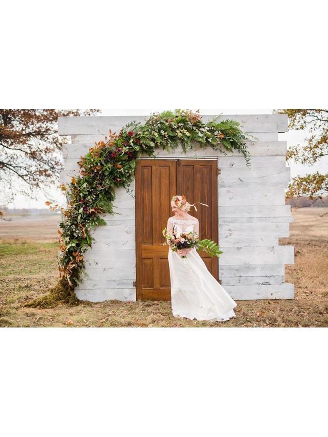 Off the Shoulder White Country Wedding Dresses Half Sleeve Beach Wedding Dress AWD1123-SheerGirl
