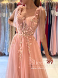 Organza Flowers See Through Bodice Prom Dress High Slit Tulle Party Dress ARD2858-SheerGirl