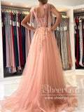 Organza Flowers See Through Bodice Prom Dress High Slit Tulle Party Dress ARD2858-SheerGirl