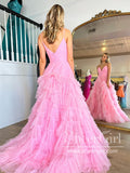 Pink Sparkly Tulle Ball Gown Layered Party Dress Sweetheart Neck Prom Dress ARD2894-SheerGirl