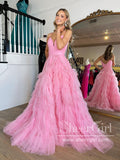 Pink Sparkly Tulle Ball Gown Layered Party Dress Sweetheart Neck Prom Dress ARD2894-SheerGirl