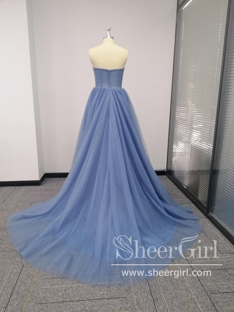 Pleated Ombre Champagne Tulle Bridal dresses Sweet Heart Neckline Minimalist Wedding Dresses AWD1667-SheerGirl