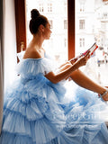Pleated Tulle Ball Gown Ruffle Tiered Long Prom Dress Floor Length Party Dress ARD2876-SheerGirl