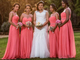 Plus Size Long Bridesmaid Dresses Beaded Watermelon Red Wedding Party Dresses APD3494-SheerGirl