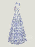 Print Lavender A-line Princess Corset Bodice Prom Dresses Long Formal Dresses Bridesmaid Dresses ARD2873-SheerGirl
