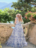 Print Lavender A-line Princess Corset Bodice Prom Dresses Long Formal Dresses Bridesmaid Dresses ARD2873-SheerGirl