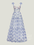 Print Lavender A-line Princess Corset Bodice Prom Dresses Long Formal Dresses Bridesmaid Dresses ARD2873-SheerGirl