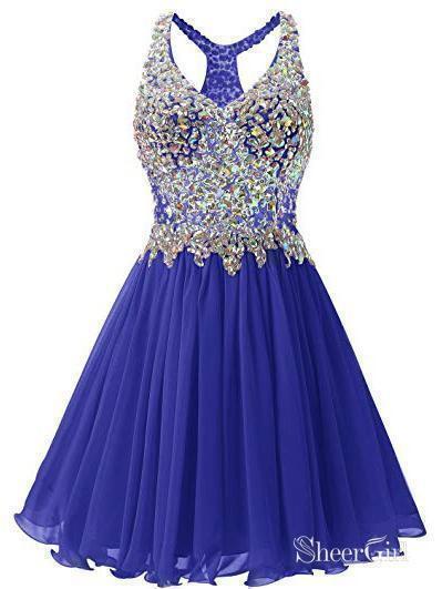Rhinestone Beaded Pink Homecoming Dress Backless Chiffon Short Prom Dress ARD1571 Rhinestone Beaded Pink Homecoming Dress Backless Chiffon Short Prom Dress ARD1571