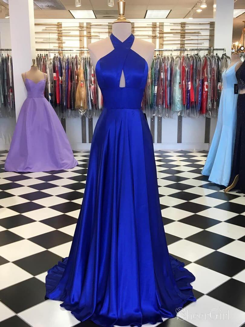 Royal Blue Round Neck Prom Dresses Long Formal Dress ARD2332 – SheerGirl
