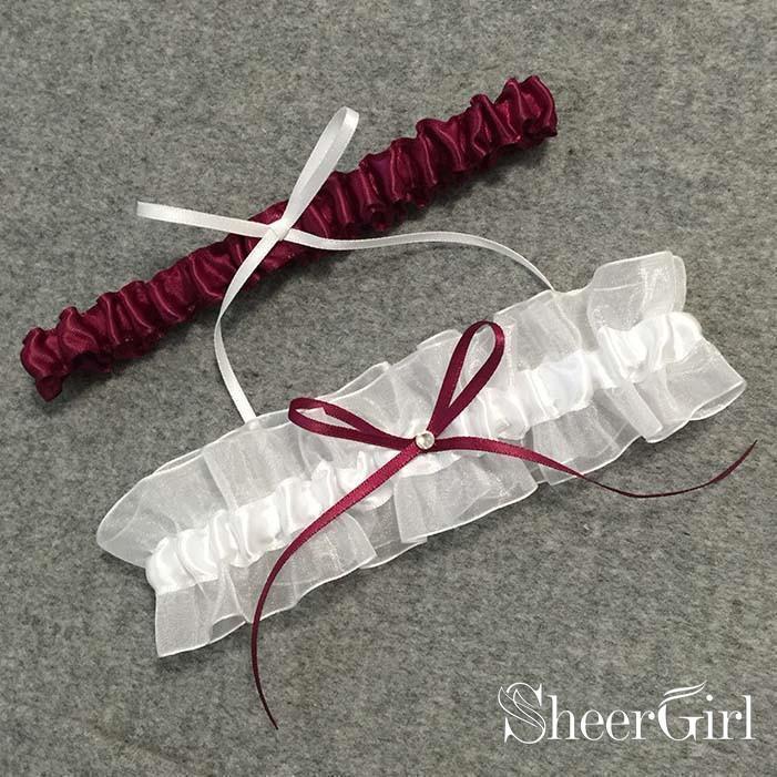 Royal Blue Wedding Garter Set Simple Bridal Garters with Bow ACC1018-SheerGirl