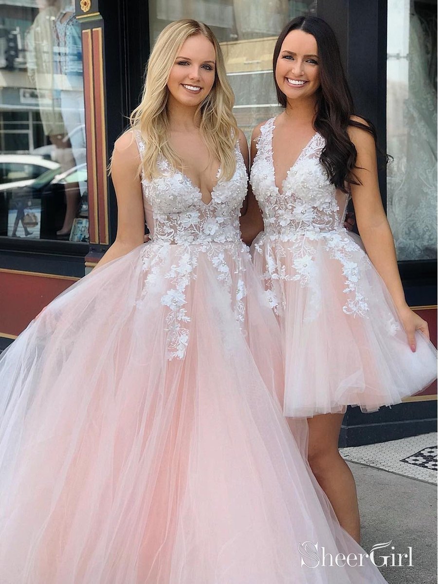 women's hoco dresses nearby See Through Lace Appliqued Homecoming V Neck Short Dress ARD1556 Cloud Blue IEIK10 PCS Crystal Cabinet and fun Color:Blush Rose