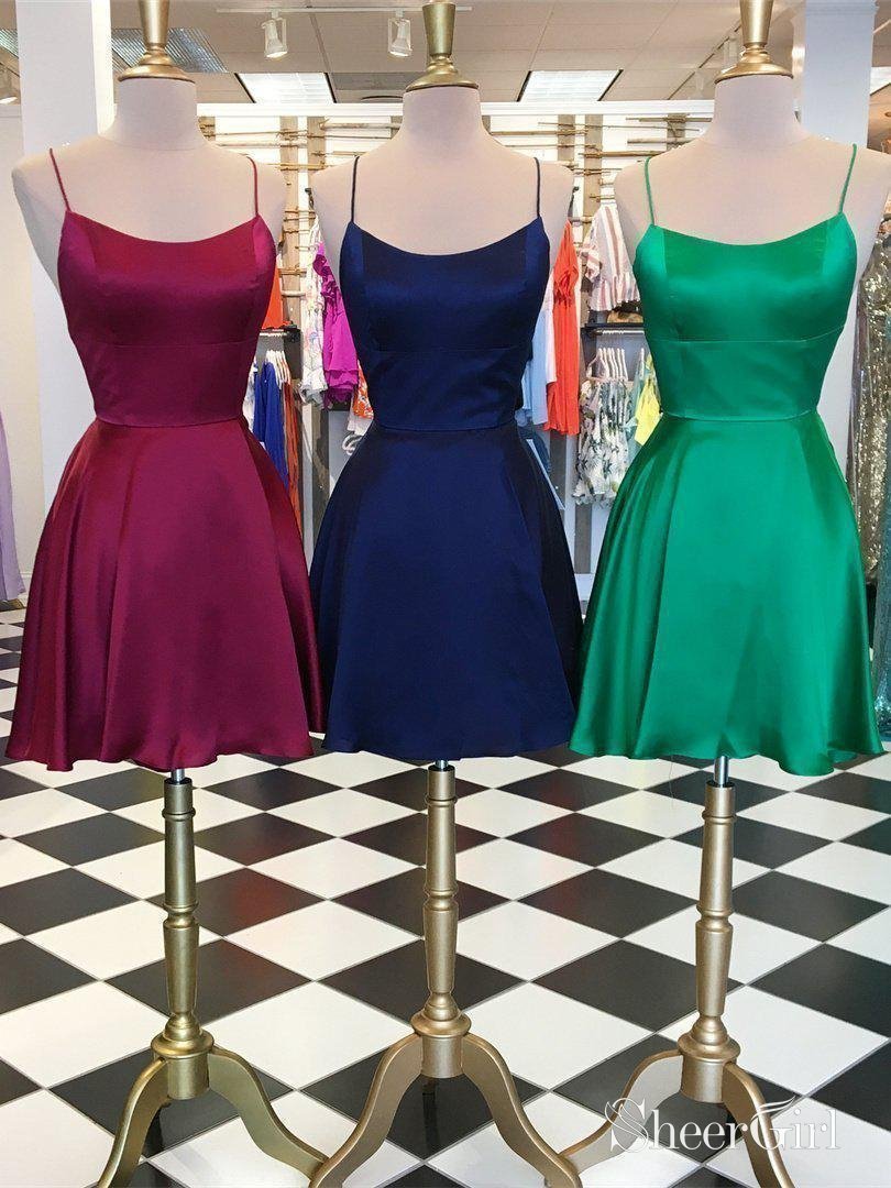 blue green short dress Sexy Backless Mini Homecoming Dresses Satin Cocktail Party ARD1474 SIZE:2M-2L-2XL ASOS Mesh Halter Maxi invisible zip on the mother gift